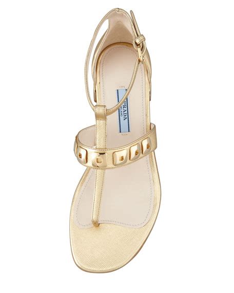 prada studded t strap sandal|Prada leather sandals.